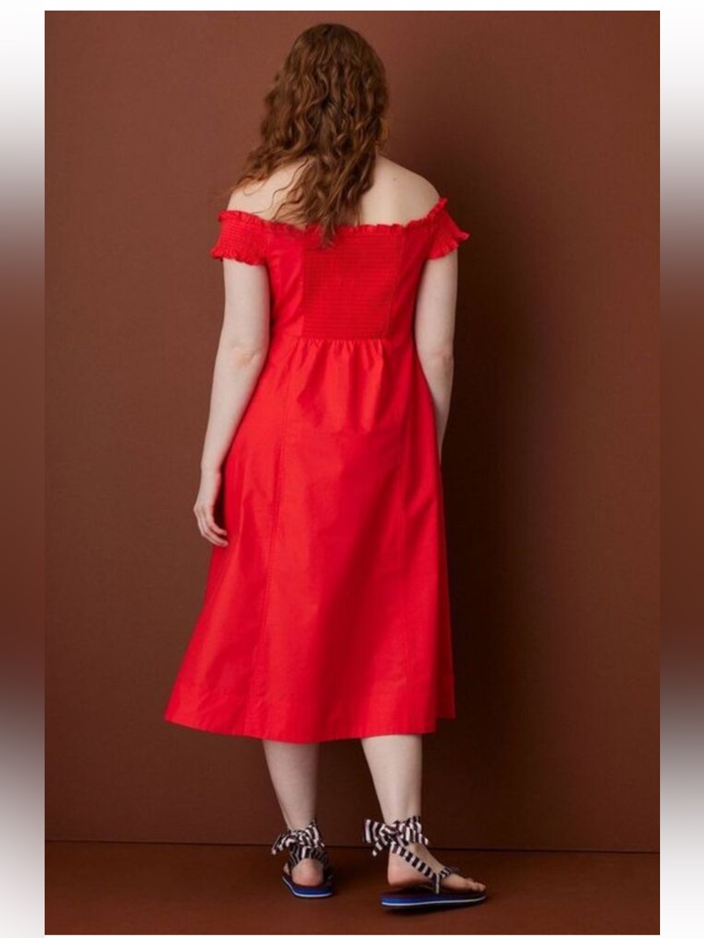 Women's Off The Shoulder Button-Down Midi Dress - Rosie Assoulin X Target Red Xs — image 3 of 4